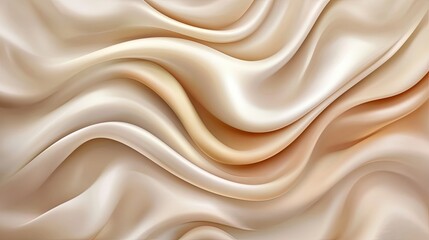 Abstract Wave Pattern on Smooth, Creamy Beige Fabric