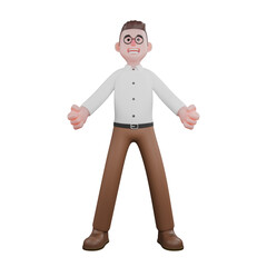 Male Societal Professional in 3D. A male sociologist is standing while stretching both hands forward as if he wants to hug or grab something. Male