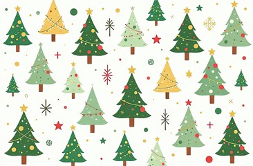 Obraz premium Seamless Christmas pattern with tree design, Christmas background, decorative paper, suitable for gift wrap, wallpaper, vector illustration.