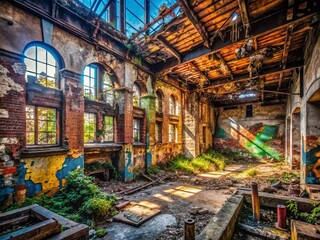 Naklejka premium Urban Exploration Photography: Control in Abandoned Spaces - Captivating Urban Decay and Structure