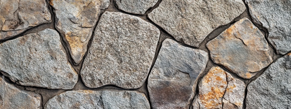 Poster a close-up view of irregularly shaped stone tiles arranged in a pattern.
