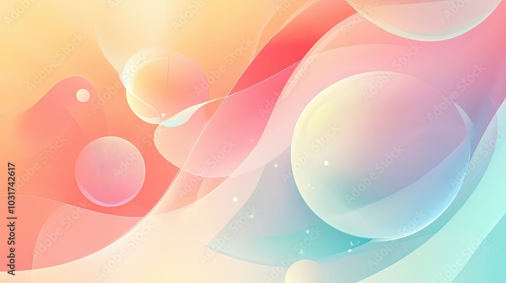 Poster abstract background with intersecting pastel circles and shapes