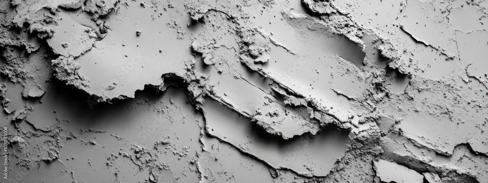 Poster abstract texture resembling layered plaster or concrete surface with a monochrome palette.