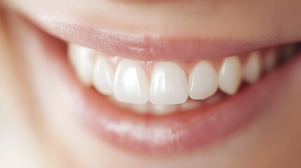 Obraz premium Close-up time-lapse of teeth whitening treatment, showing the progression from stained teeth to a bright, radiant smile, High Detail, Realistic Lighting