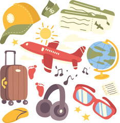 vector graphic traveling and adventure sticker pack