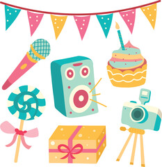 Hand drawn party stickers