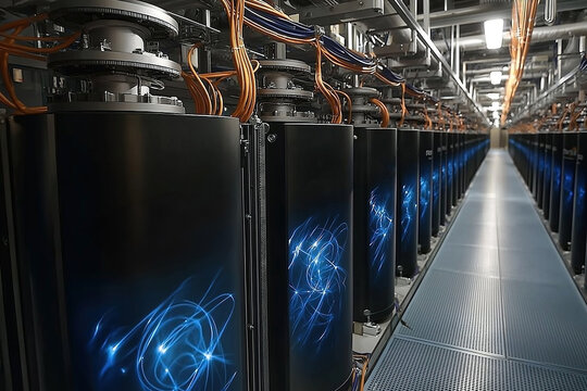 Researchers collaborate on complex algorithms using a  quantum computer in a lab