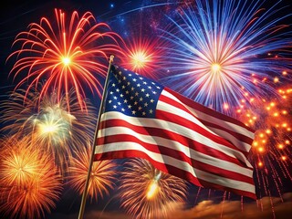 USA Independence Day Celebration Symbols with Long Exposure Effect for Stunning Visuals