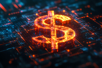 
Augmented reality hologram image showing dollar symbol. 