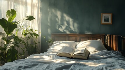 Elegant and Cozy Modern Bedroom Interior Design with Stylish Decor, mockup, poster and Background