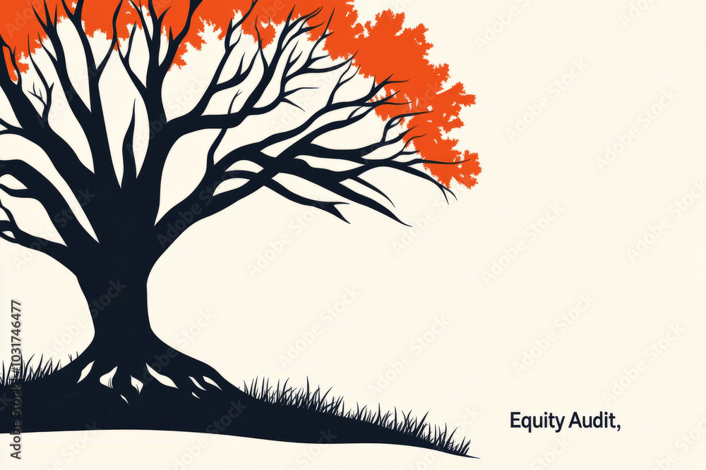Poster a tree with a trunk and branches is on a white background