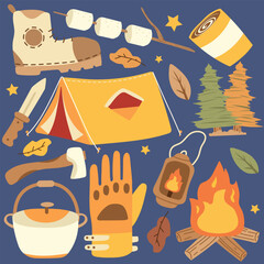 camping and adventure vector sticker pack