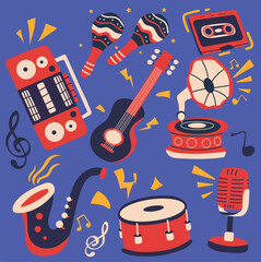 various kinds of musical instrument sticker packs