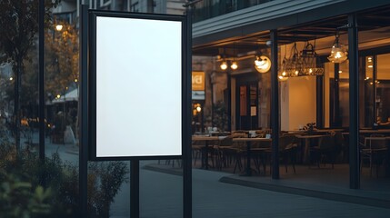 Blank Billboard Mockup: A sleek and modern billboard mockup, showcasing a blank canvas for your advertisement, strategically positioned in a bustling urban setting.