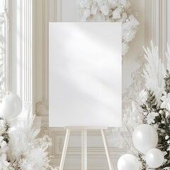 Elegant White Christmas Sign Mockup 