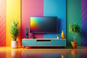 Vector Television Composition with Copy Space for Creative Projects and Marketing