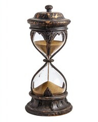Hourglass Isolated. Antique Timepiece on White Background with Clock Concept