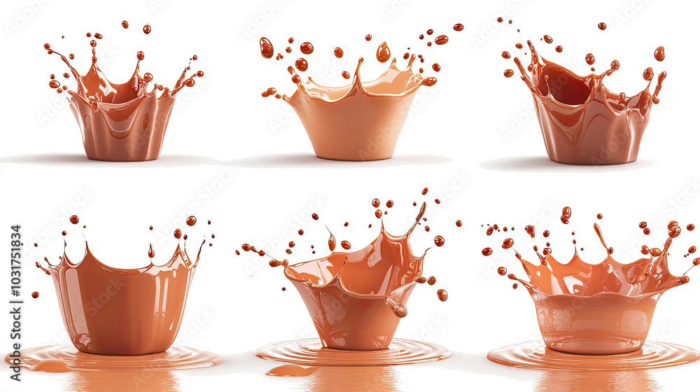 Poster caramel splashes captured in action on a transparent background generative ai