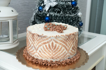 Christmas cake on the table