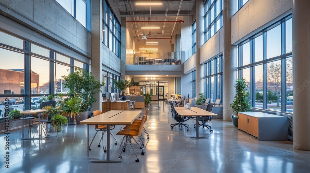 Poster discuss how lighting affects productivity and mood in workspaces.