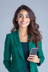 young indian business woman using smartphone