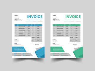 Invoice design with creative shape, business invoice form template design