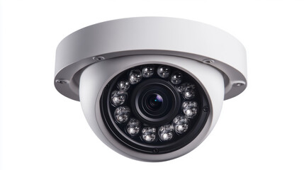 Modern Security Camera Close-up on White Background