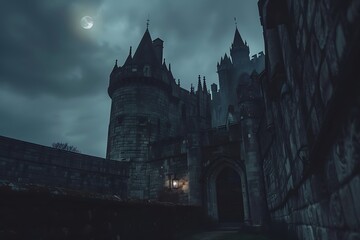 Obraz premium Castle in the moonlight. Fantasy landscape.