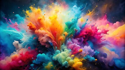 Vibrant Abstract Watercolor Background with Colorful Ink Splatter and Stains for Creative Designs