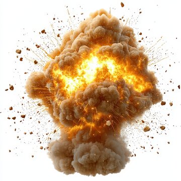 recommend clip art: Realistic Explosion Smoke and Fire Isolated on White Background
