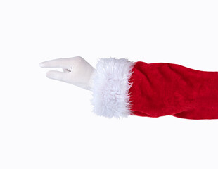 Shot of an Santa Claus hand in little gesture on a white isolated background