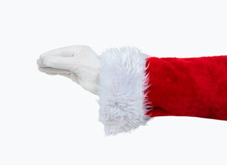 Shot of an Santa Claus hand hanging something blank isolated on a white background