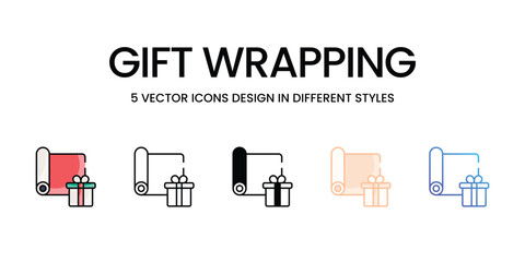 Gift Wrapping vector icons set ready to use wed and mobile apps.