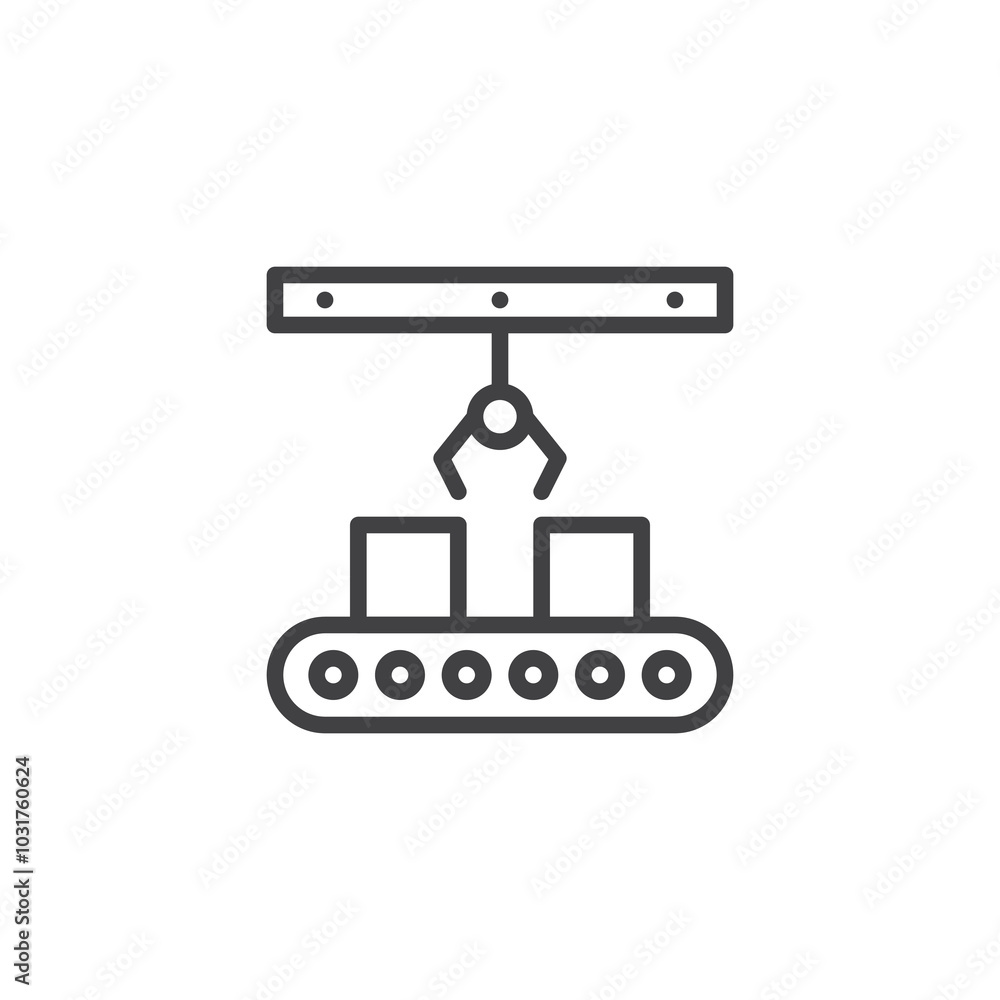 Poster robot factory line icon