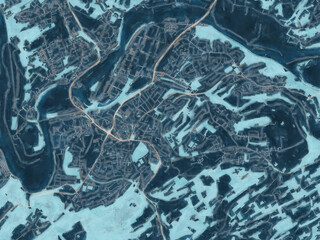 Painterly Style City Map of Hattingen, Germany in a Blue Color Scheme.