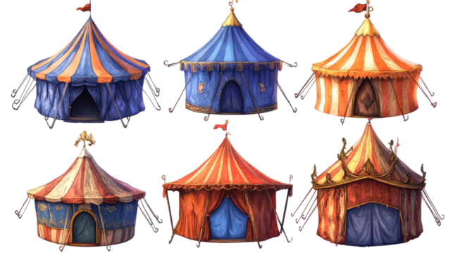 Vibrant Circus Tents on Transparent Background Generative AI - Powered by Adobe