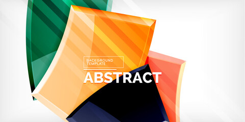 Round 3d shapes, plates background. Creative composition design template