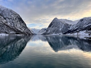 lake reflection in winter