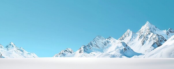 Majestic snow-covered mountains under a clear sky, ideal backdrop for your custom text or design.