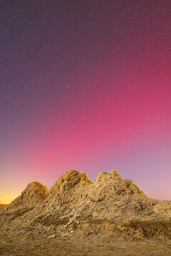 The Aurora Borealis over the Salton Sea Mudpots in Calipatria, California
