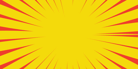 Fototapeta premium Cartoon comic book pop art stripe radial lines background . Vector design