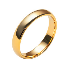 Golden wedding ring. Isolated on transparent background. PNG design element.