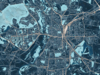 Painterly Style City Map of Halle, Germany in a Blue Color Scheme.