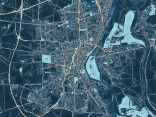 Painterly Style City Map of Magdeburg, Germany in a Blue Color Scheme.