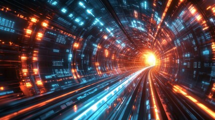 Obraz premium Futuristic Data Tunnel