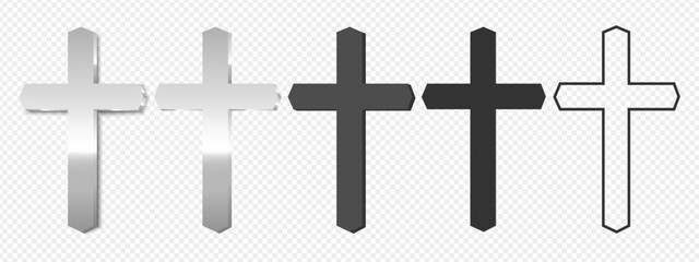 Christian cross. A silver, silhouette, Catholic or Christian cross, outline cross. Religion symbol
