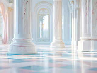 Obraz premium French Chateau Background Ornate Columns and Mosaic Details for Timeless Beauty