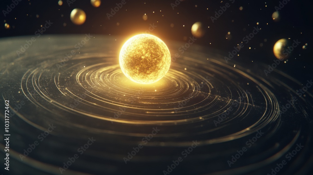 Poster 3d solar system model with rotating planets animation