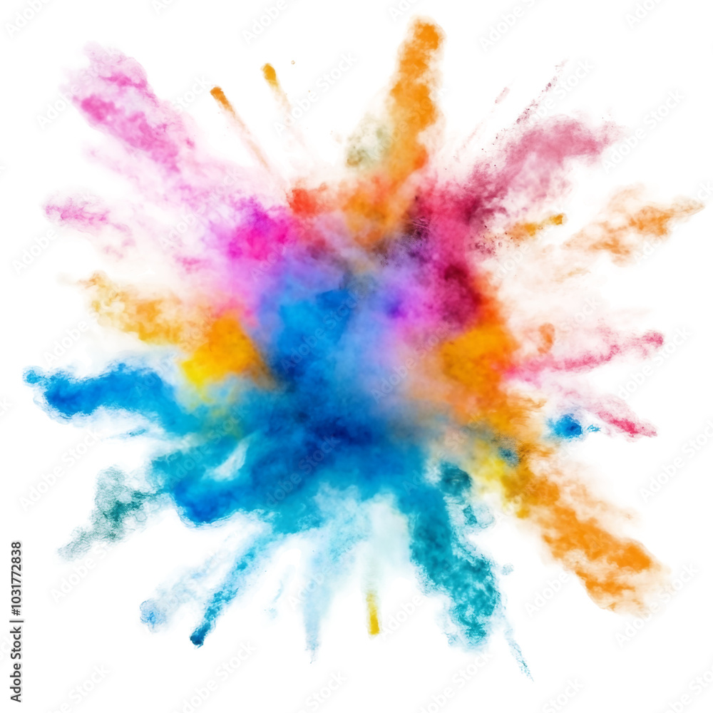 Poster colorful powder explosion creating a dynamic and playful visual for creative projects