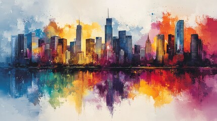 Vibrant Abstract Cityscape